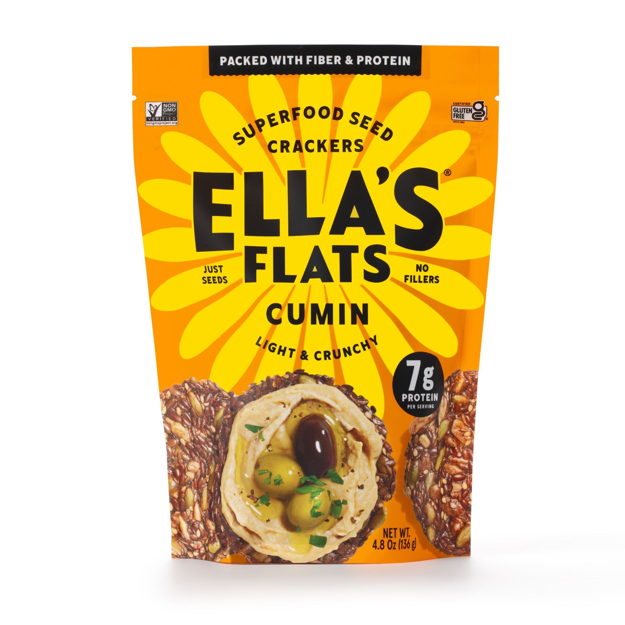 Ella's Flats Cumin Crackers | Exotic Flavor | Gluten-Free & Low